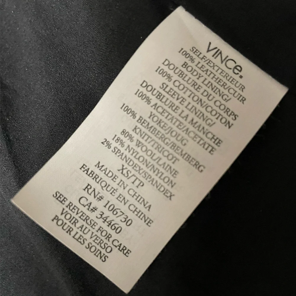 Vince scuba lamb skin leather jacket with hood size XS color black - Picture 8 of 8